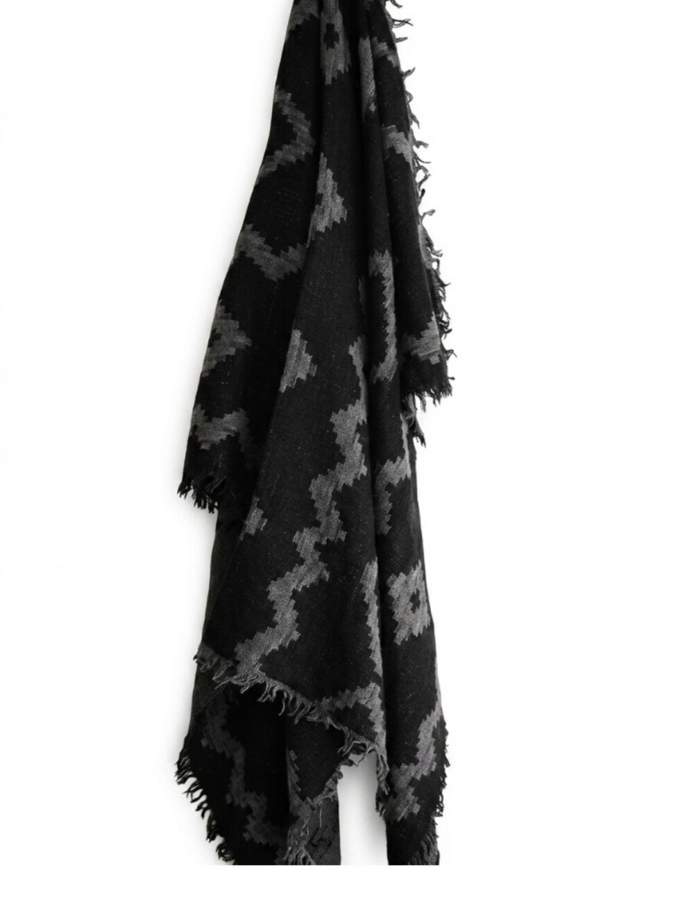 Aritzia Wilfred 100% Wool Mosiac Geometric Fringed Throw Scarf
